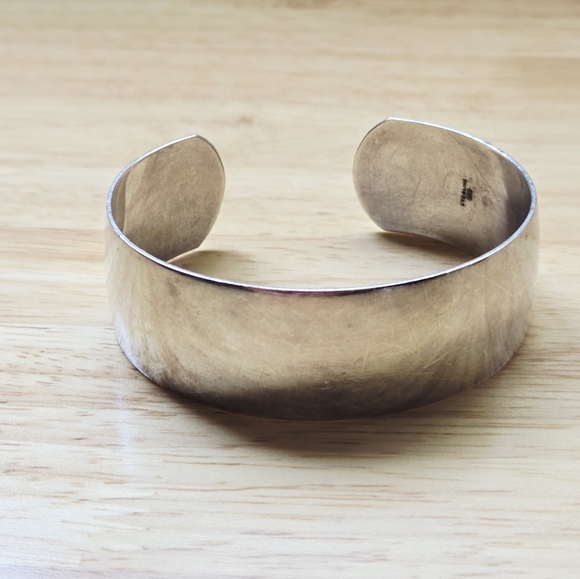 Vintage Sterling Silver 925 Bald 6/7" wide Cuff Bracelet Sign BB - Picture 2 of 6